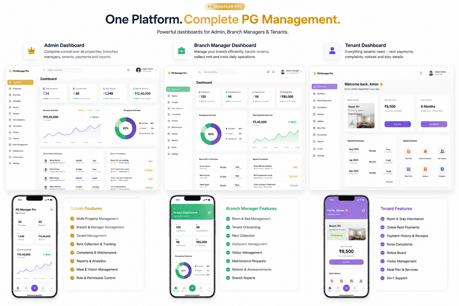 PG Manager Pro — premium furnished room